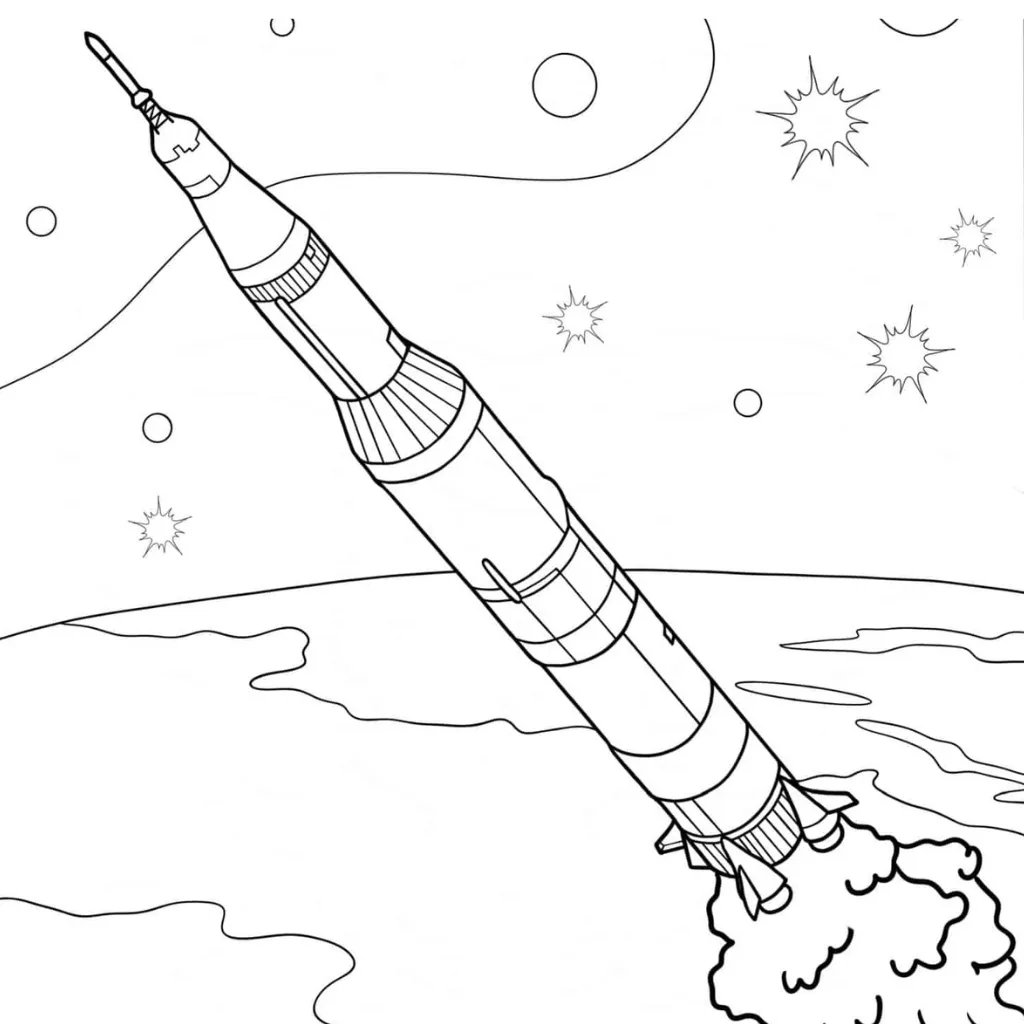 Cohete2 para colorear para imprimir para niño de 8 años