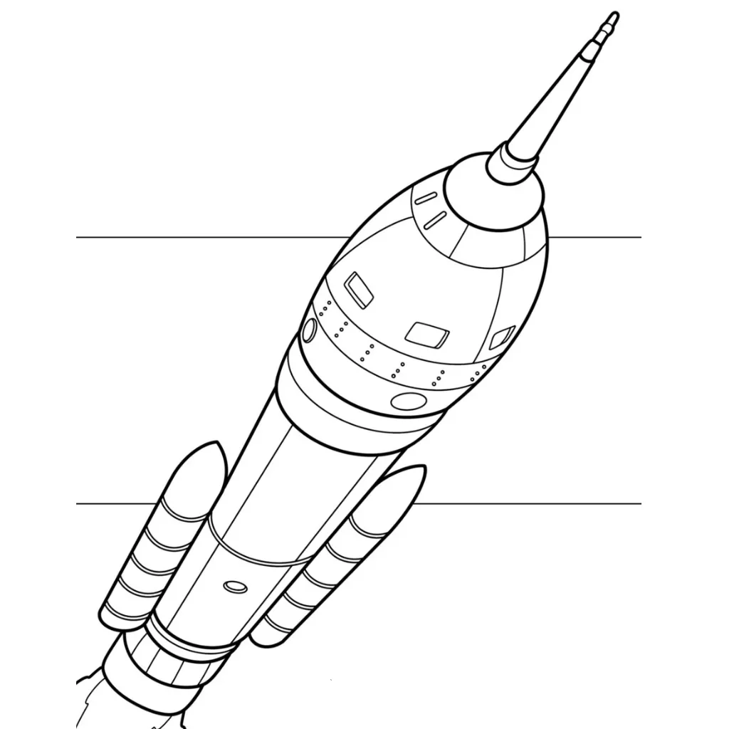 Cohete3 para colorear para imprimir para niño de 4 años