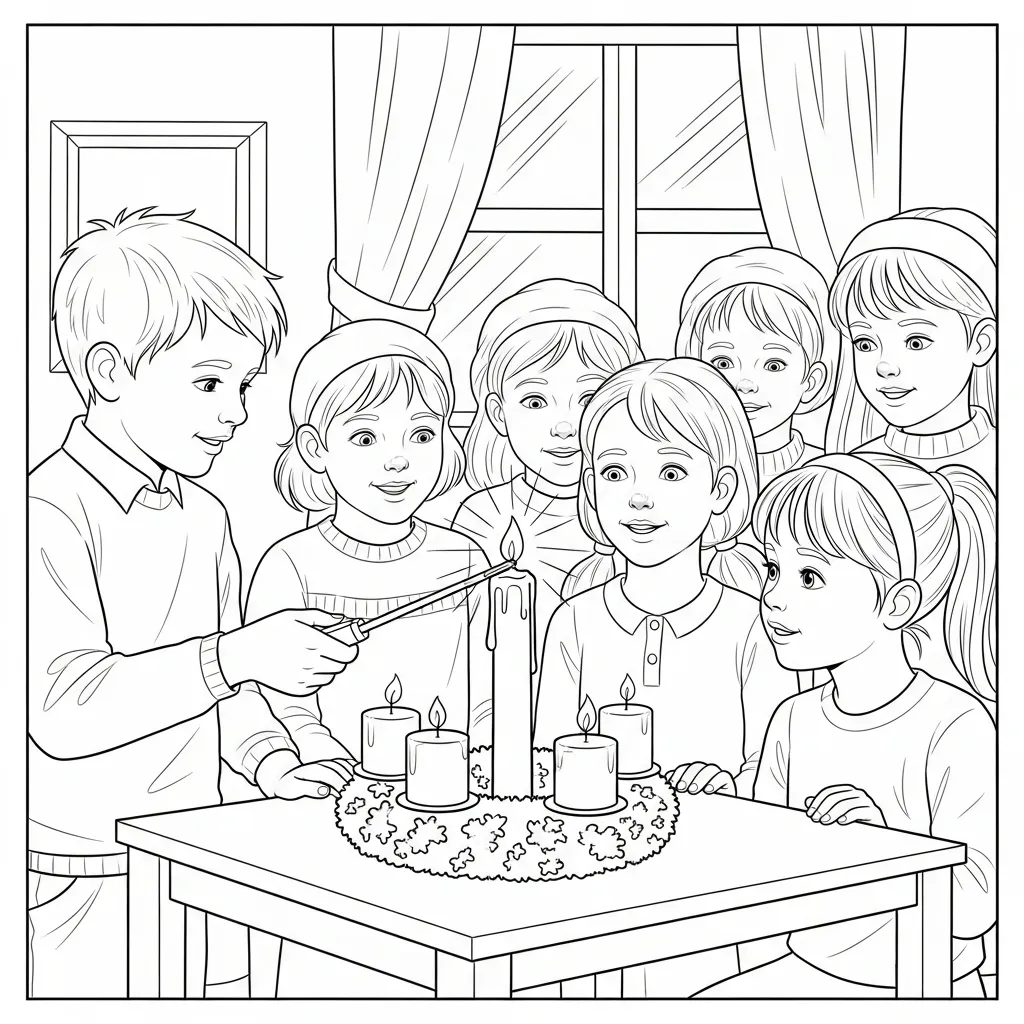 Coronas De Adviento para colorear para niños para descargar