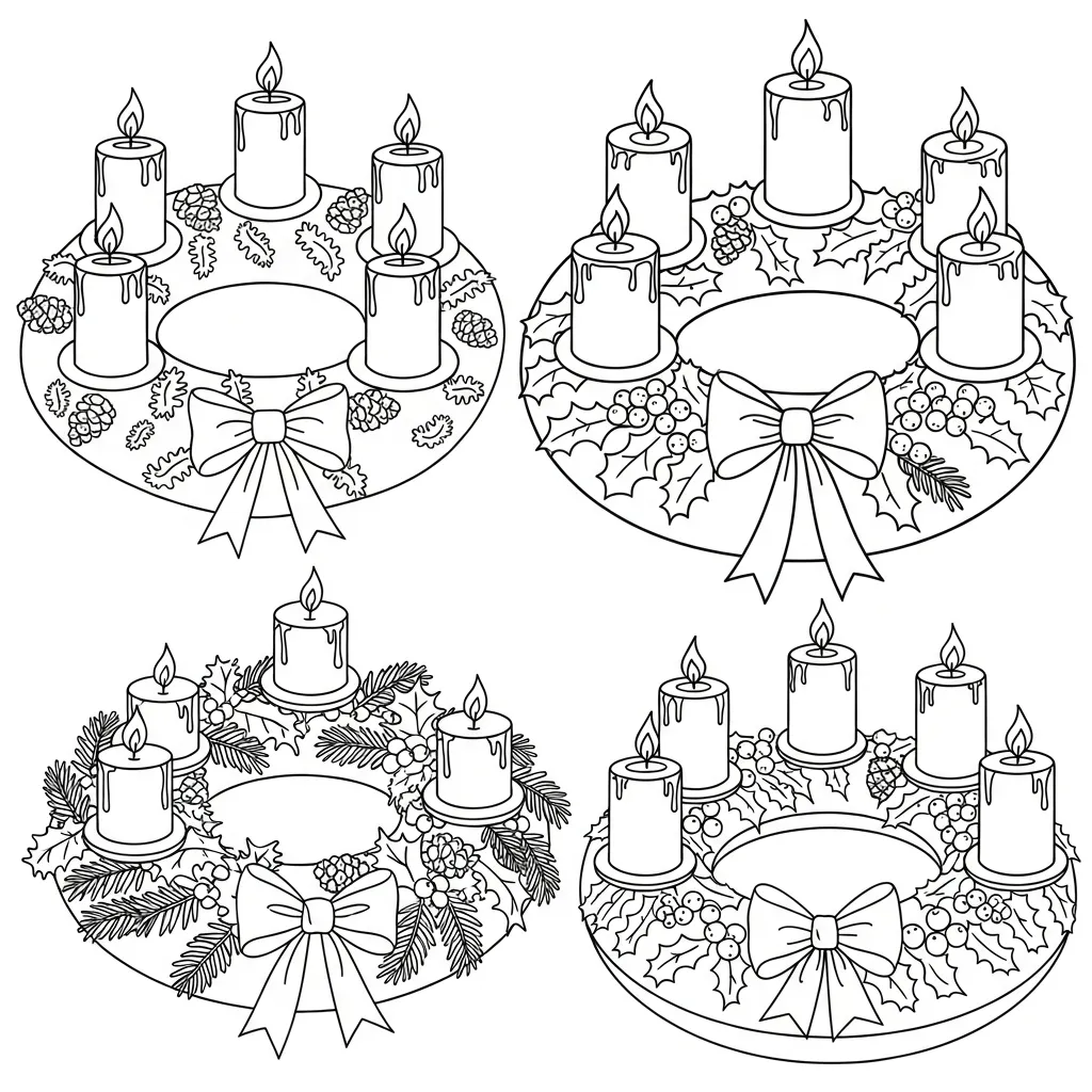 imprimir Coronas De Adviento para colorear para niño