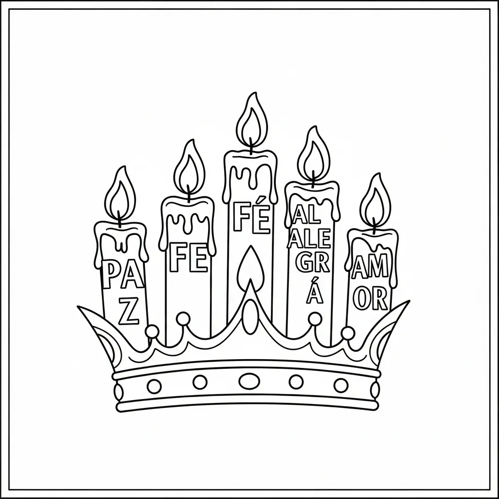 Coronas De Adviento para colorear para niño gratis