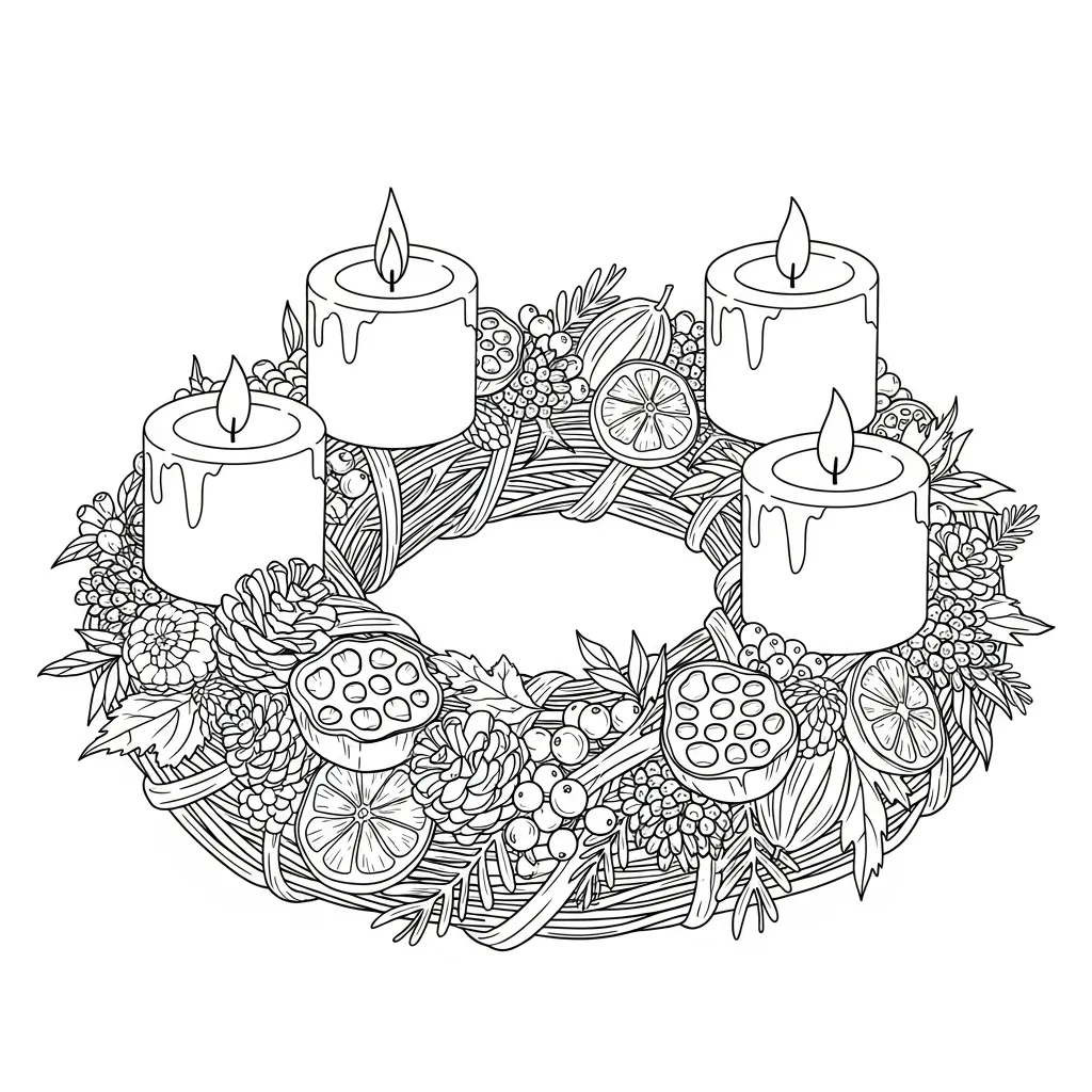 Coronas De Adviento para colorear para imprimir