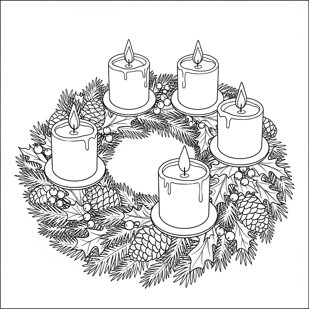 Coronas De Adviento para colorear en línea para niño
