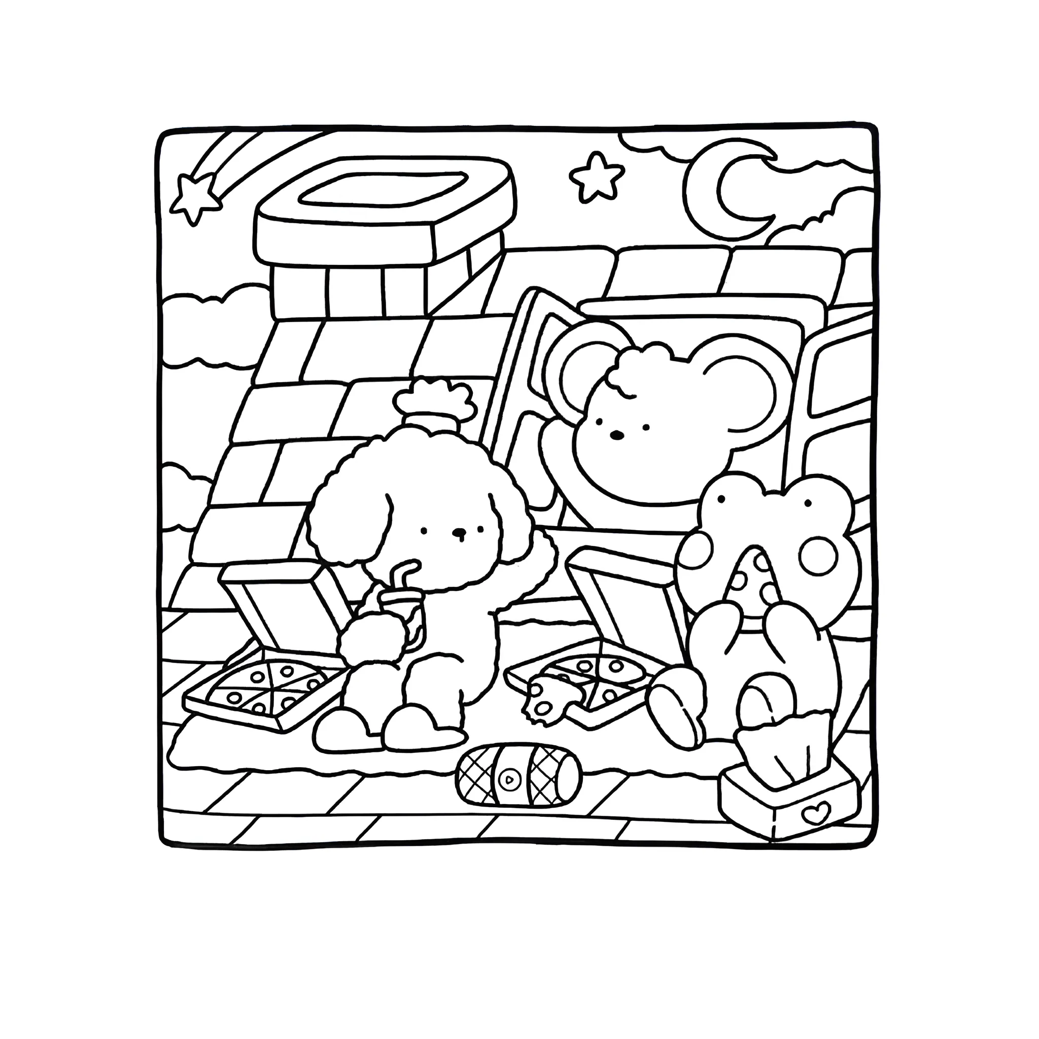 Cozy Friends 1 para colorear para imprimir para niño de 4 años
