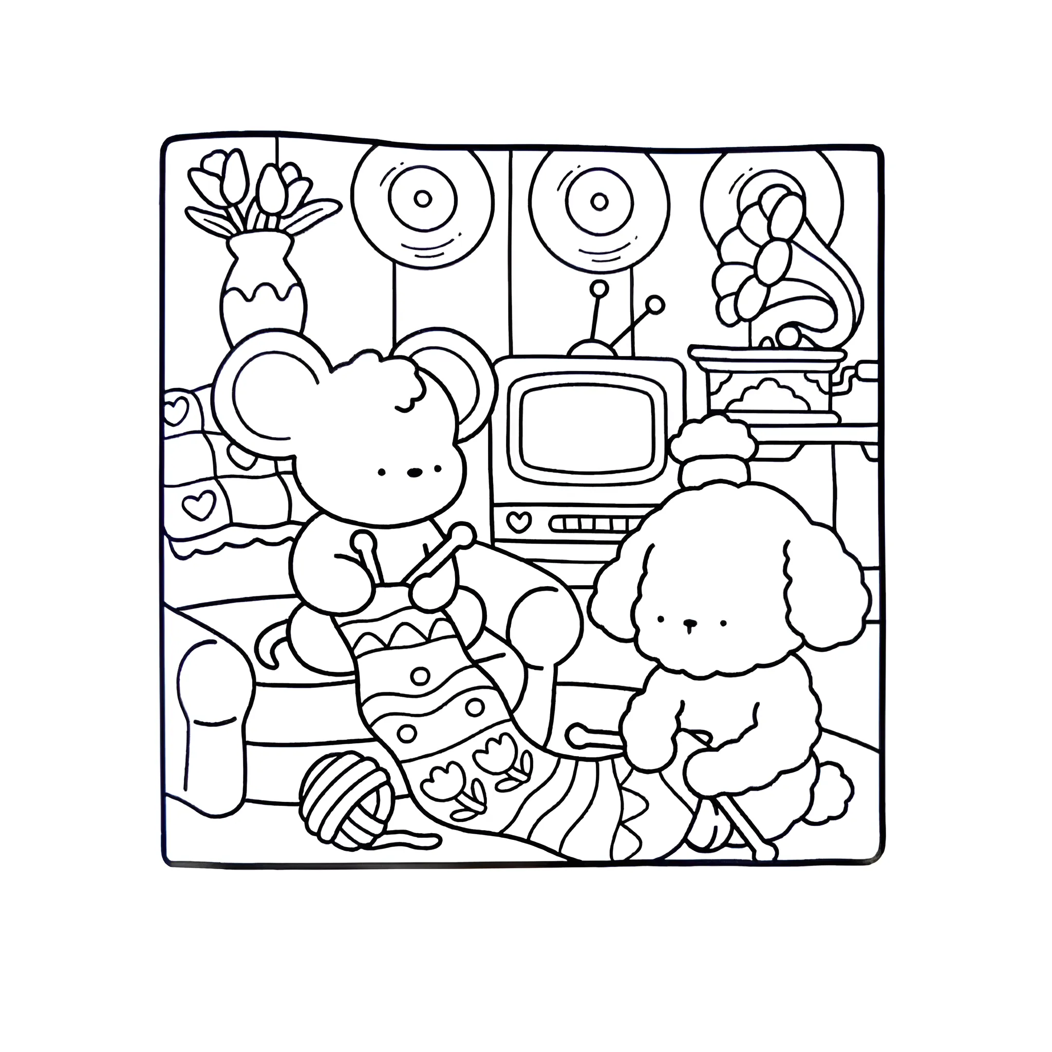 Cozy Friends 4 para colorear y recortar para imprimir gratis