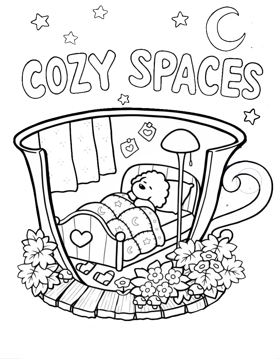 Cozy Spaces para colorear para niño de 5 años