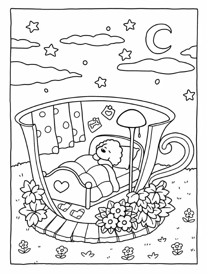 Cozy Spaces para colorear para niños para imprimir 1