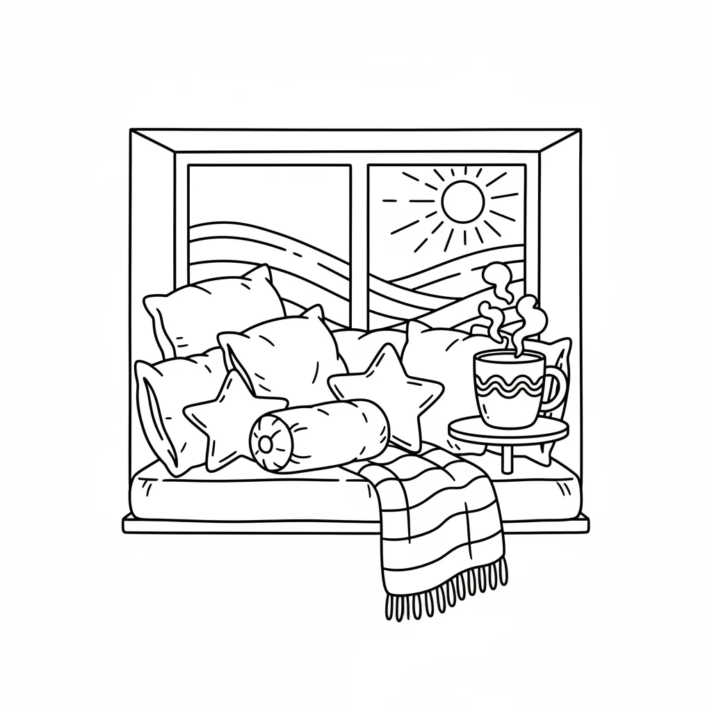 Cozy Spaces para colorear para imprimir para niño de 4 años