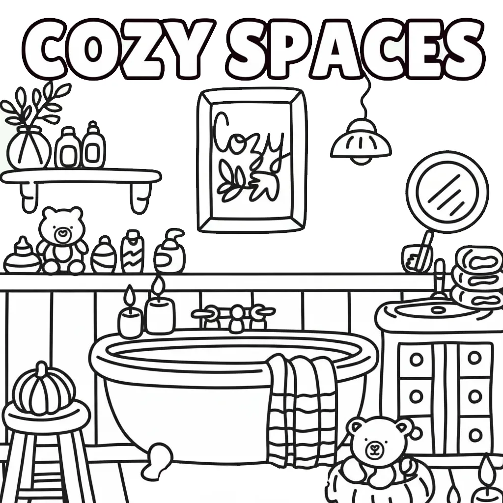 Cozy Spaces para colorear para imprimir para niño de 3 años