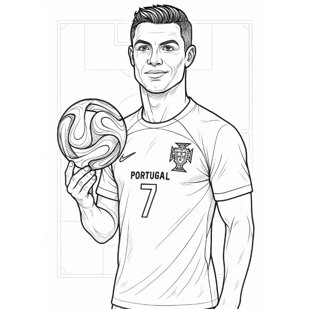 Cristiano Ronaldo14 para colorear para imprimir para niño de 7 años