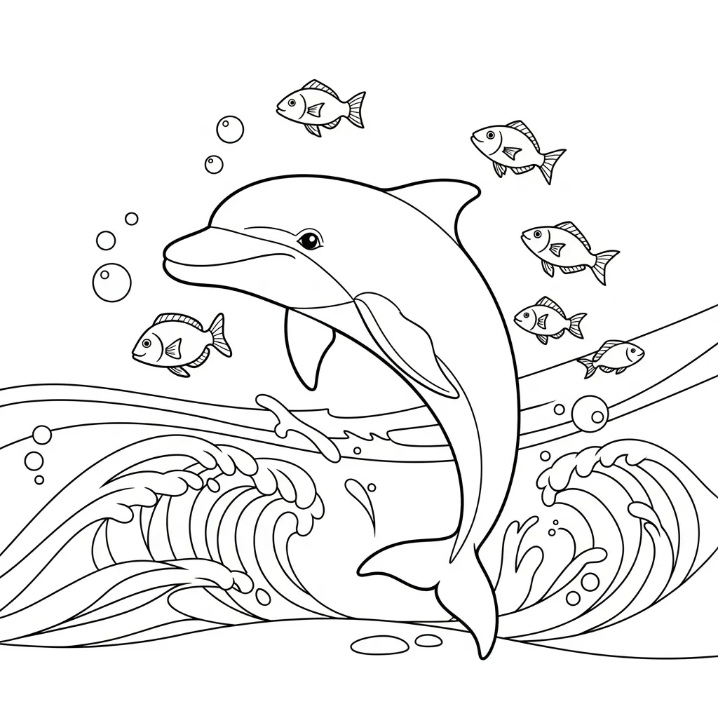 Delfines para colorear para niños para imprimir