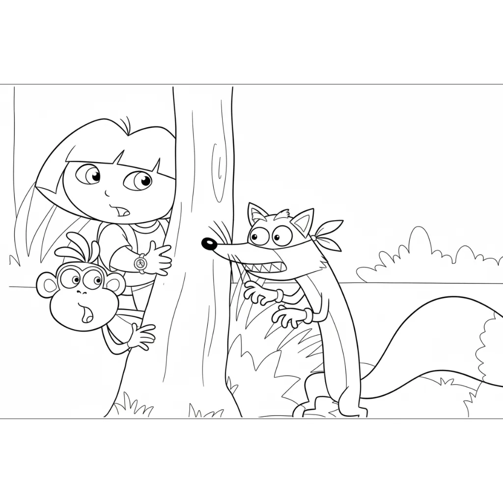 Dora la Exploradora1 para colorear para imprimir para niño de 3 años