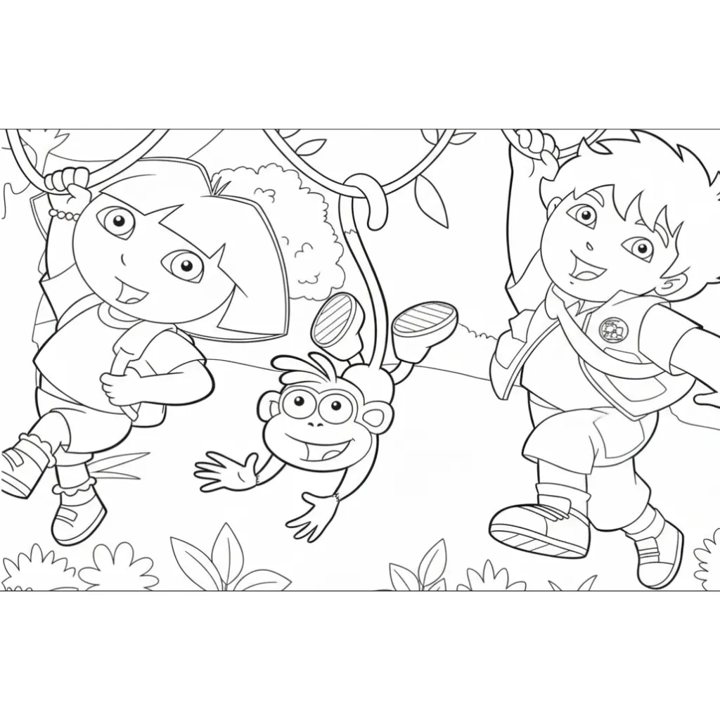 Dora la Exploradora3 para colorear para imprimir para niño de 6 años