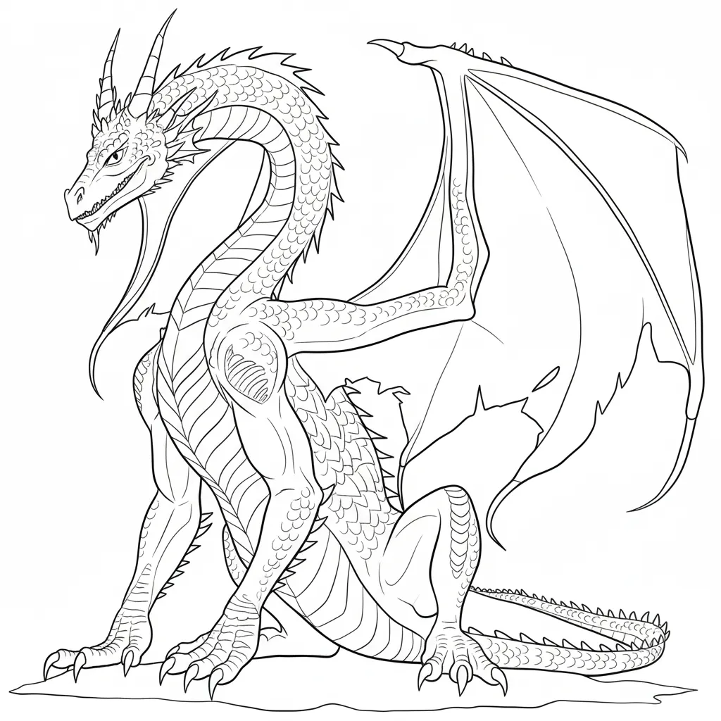 Dragón 10 para colorear y recortar para imprimir