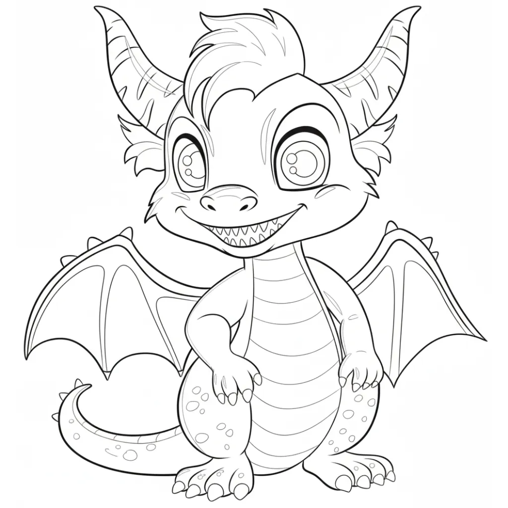 Dragón 13 para colorear para imprimir para niño de 4 años