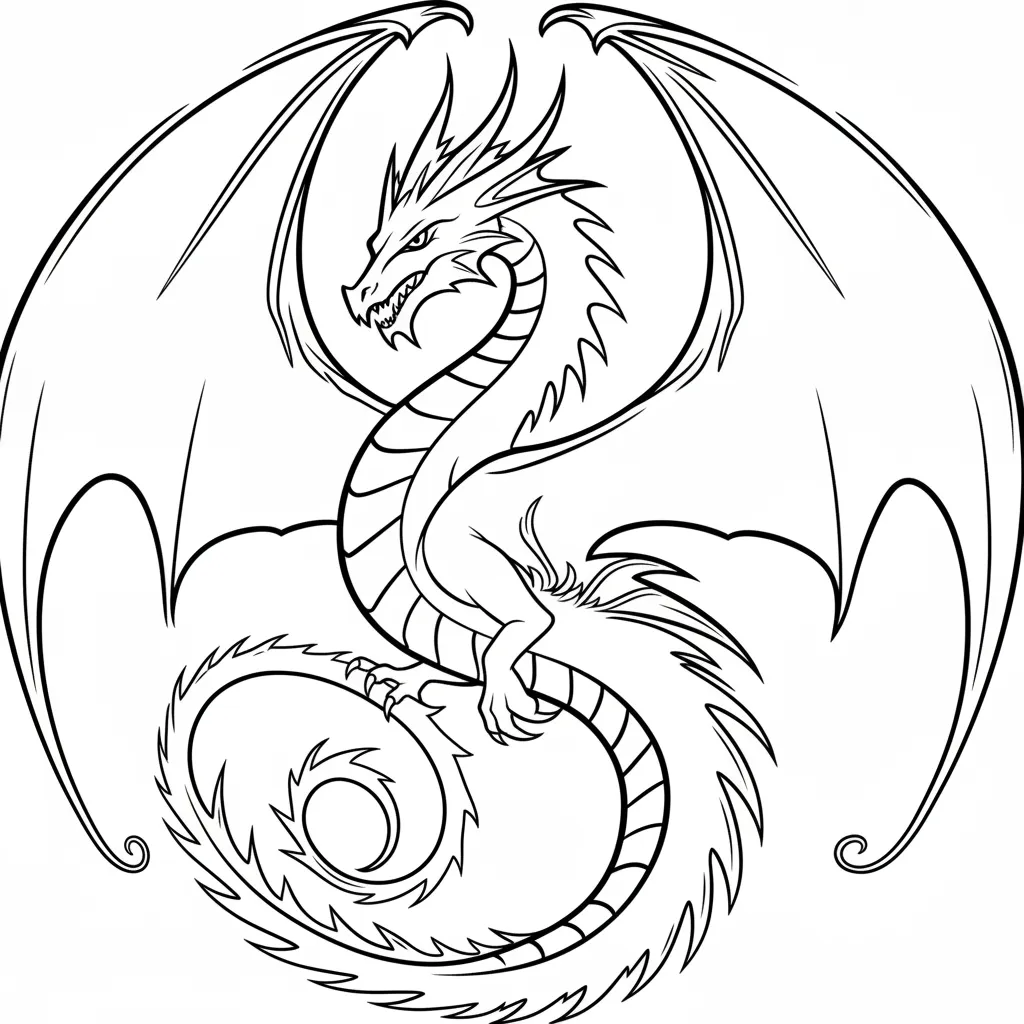 Dragón 18 para colorear para imprimir para niño de 10 años