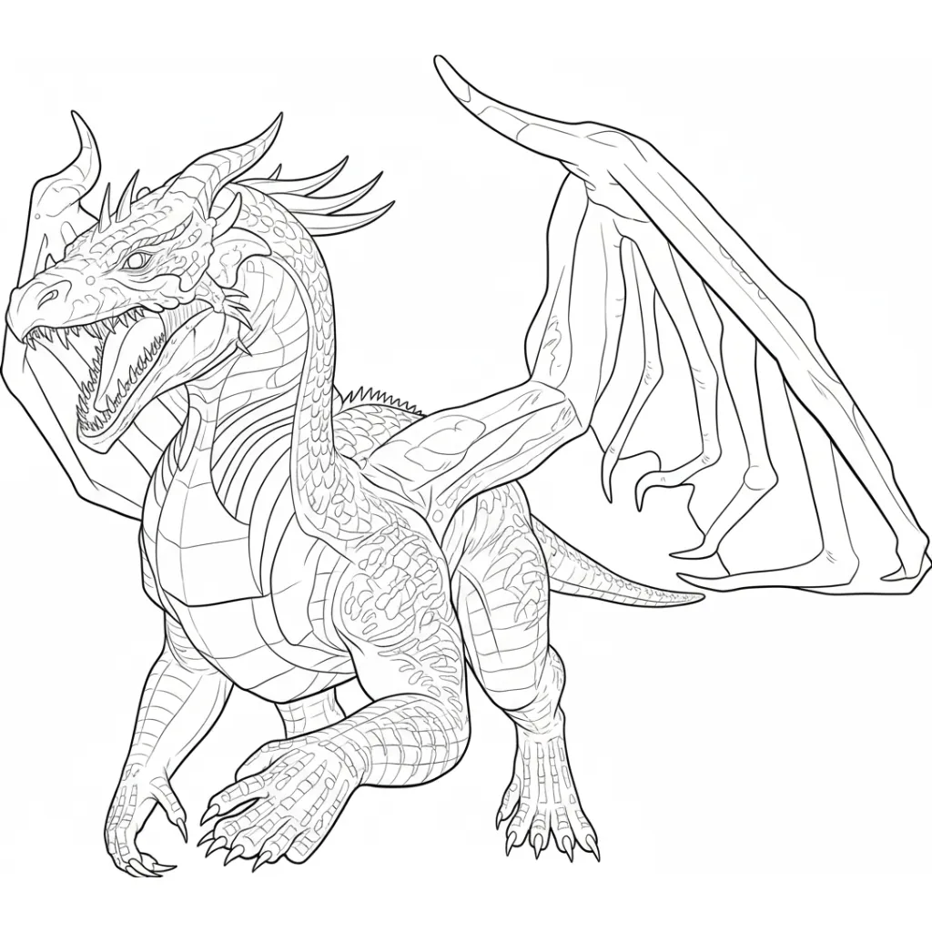 Dragón 4 para colorear para niños para imprimir