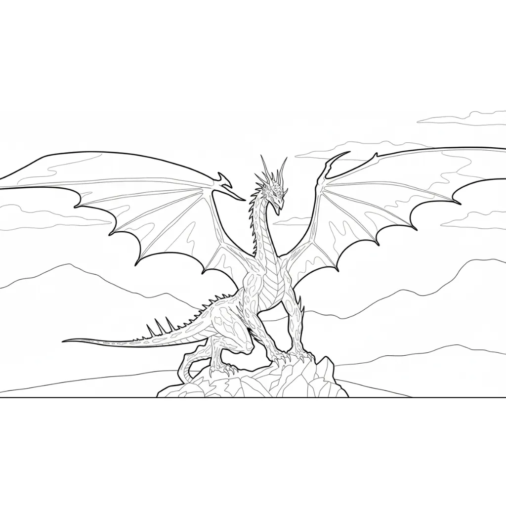 Dragón 7 para colorear y dibujo para imprimir