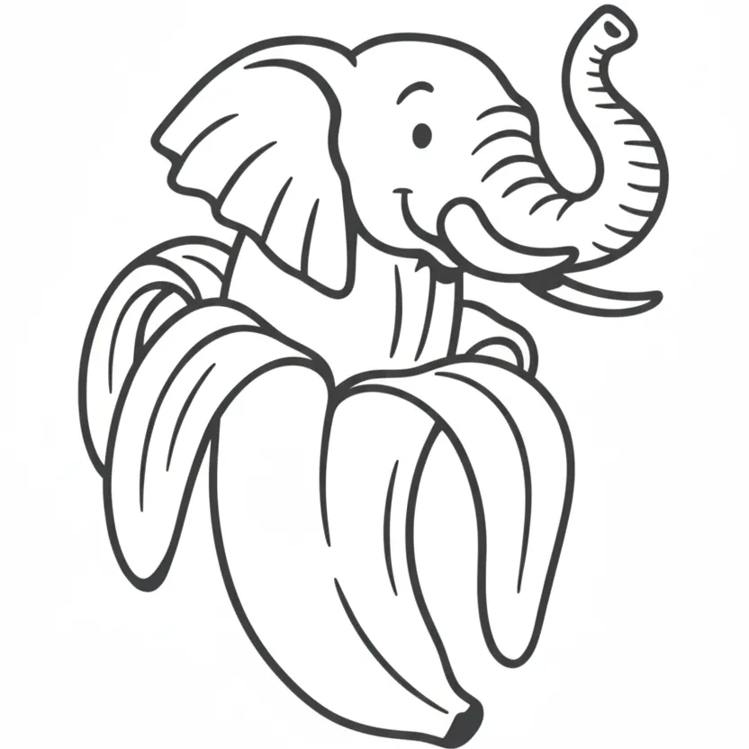 Elephantuchi Bananuchi para colorear para imprimir para niño de 10 años