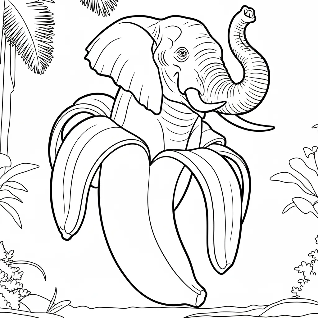 Elephantuchi Bananuchi para colorear para niño de 6 años