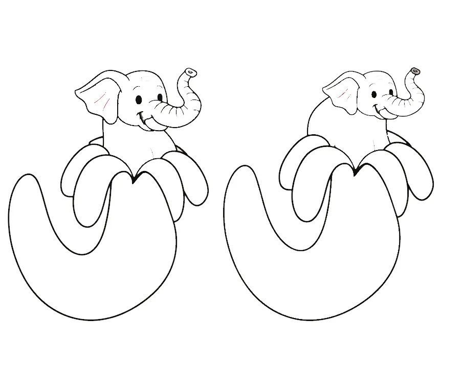 Elephantuchi Bananuchi para colorear y recortar para imprimir