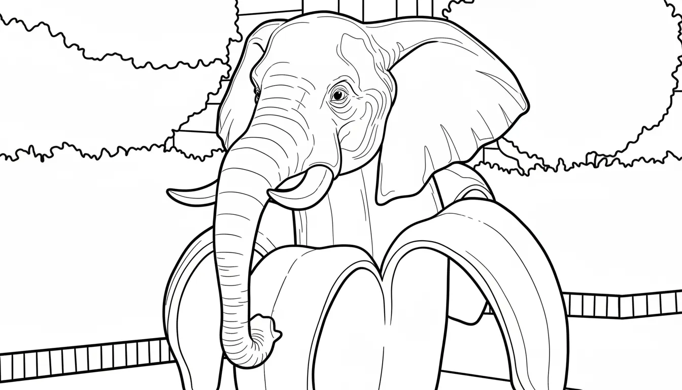 Elephantuchi Bananuchi para colorear para niño gratis