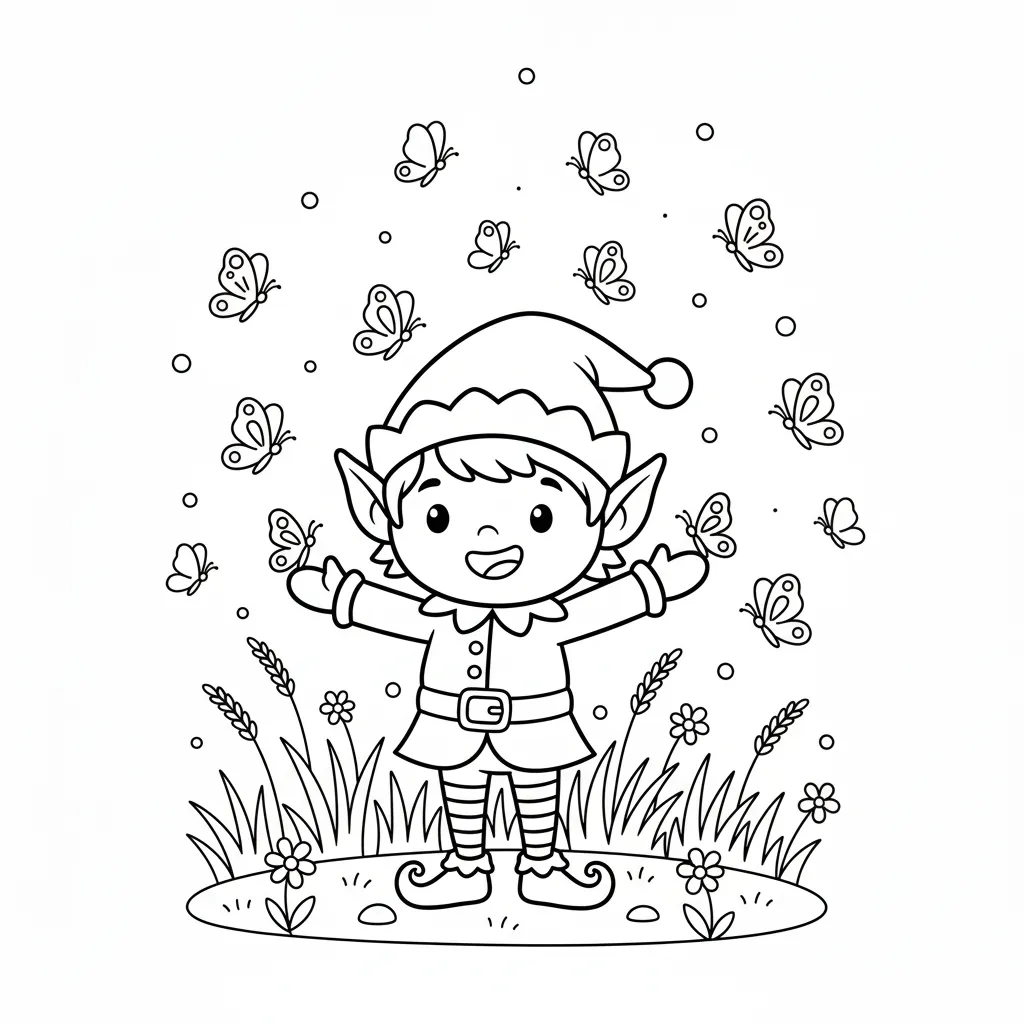 Elfos 11 para colorear para niño de 5 años