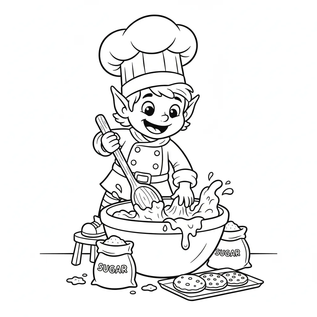 Elfos 12 para colorear para niño gratis