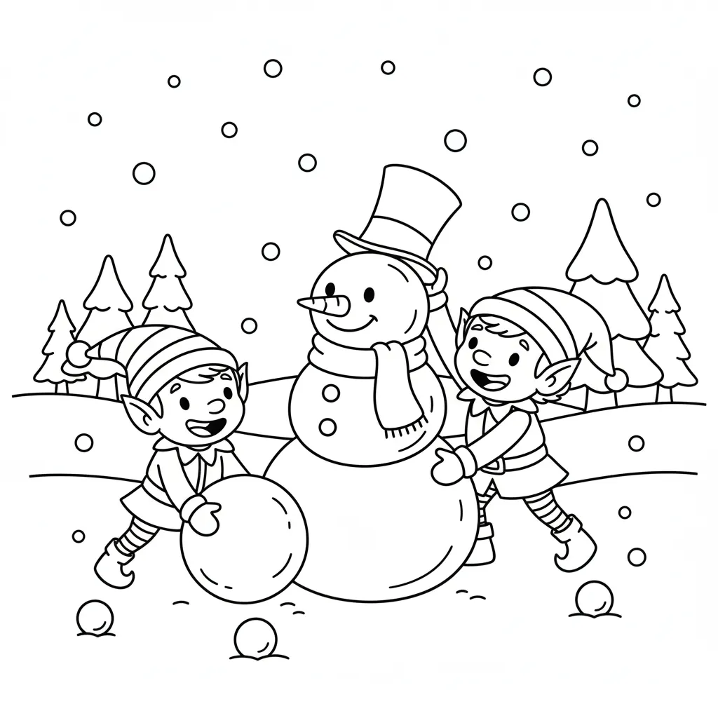 Elfos 3 para colorear para niños para descargar