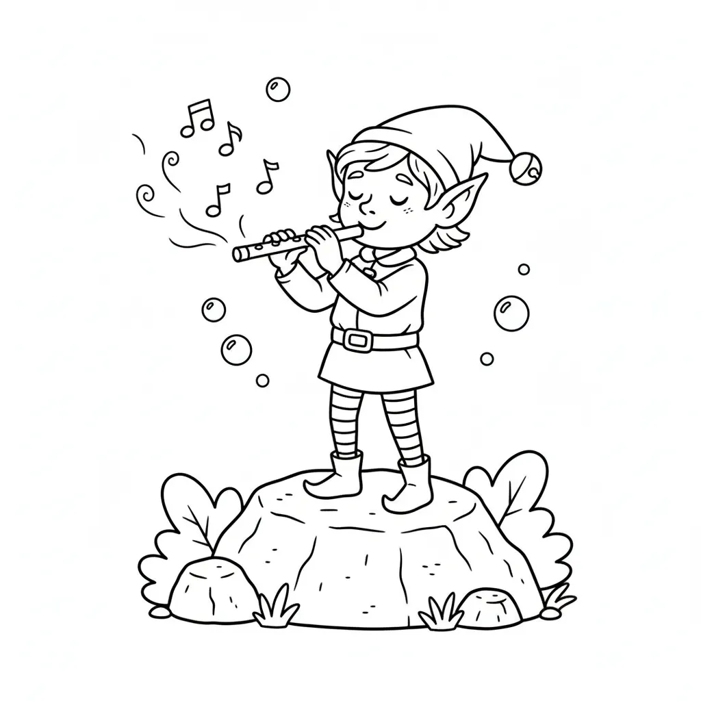 Elfos 4 para colorear para imprimir para niño de 3 años