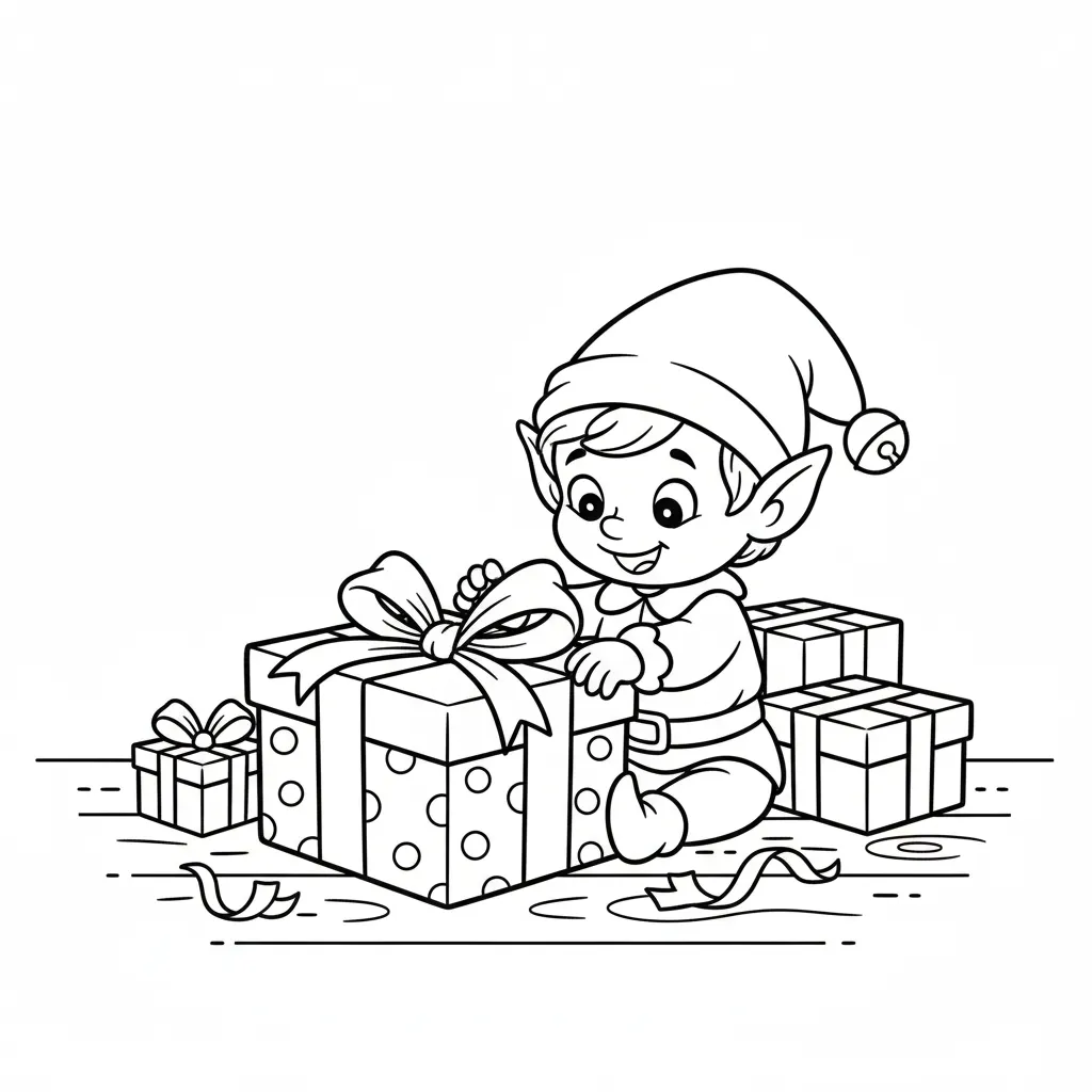 Elfos 5 para colorear para niños para imprimir gratis