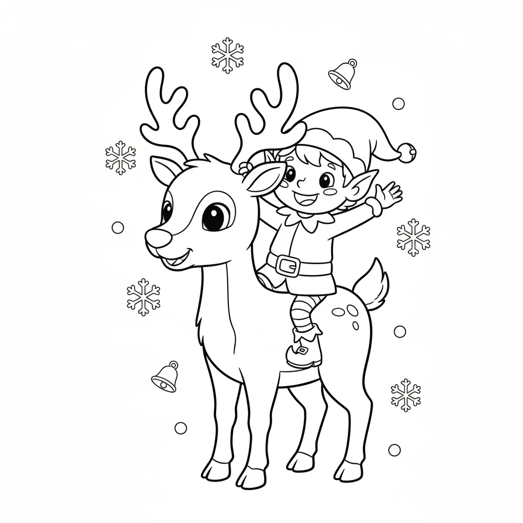 Elfos 9 para colorear educativo para niño