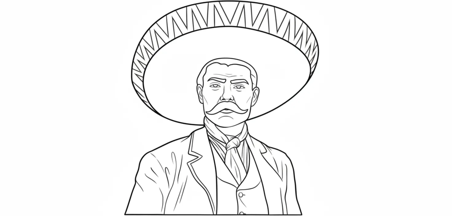 Emiliano Zapata para colorear para imprimir para niño de 2 años