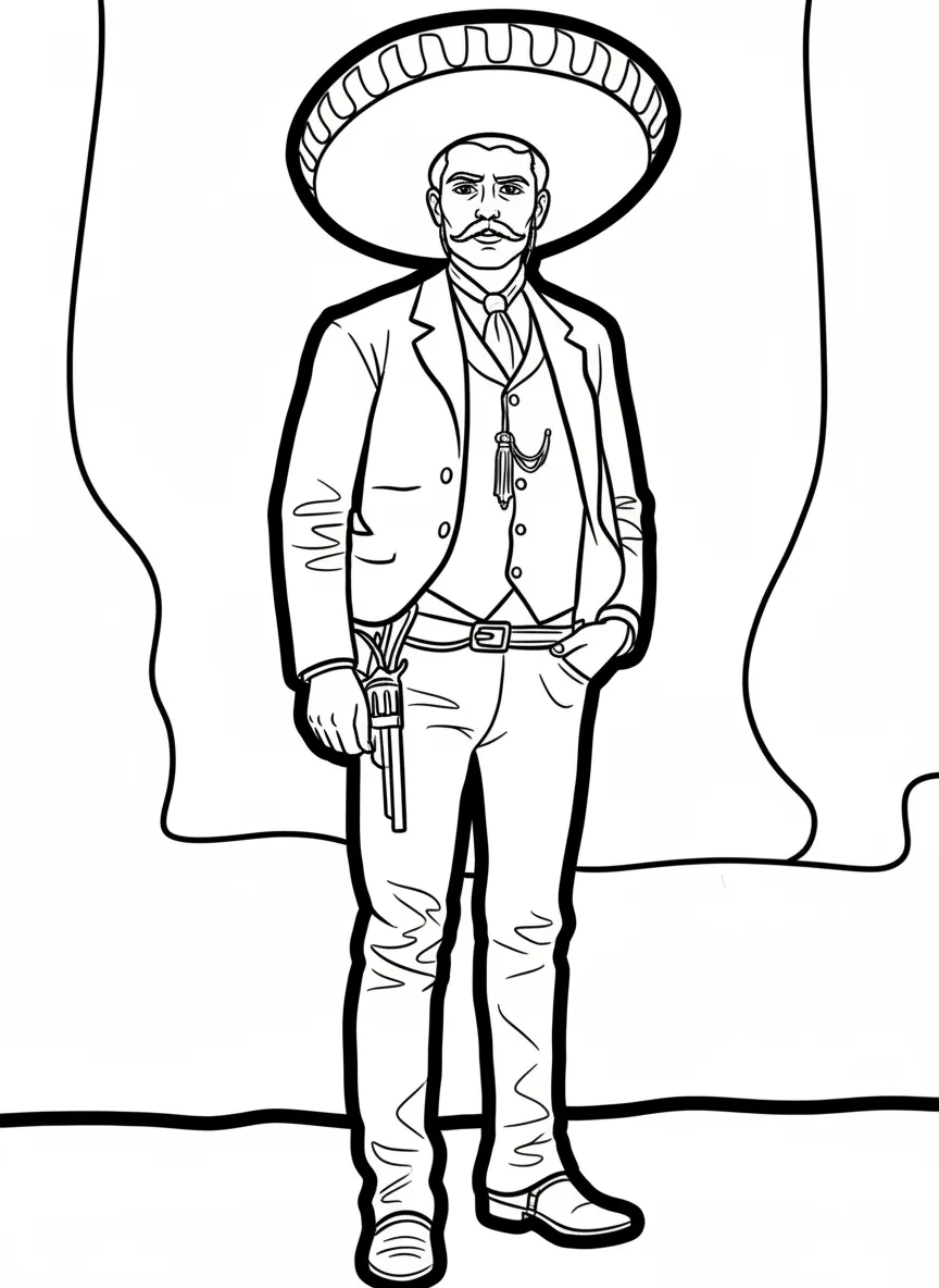 Emiliano Zapata para colorear para imprimir a4