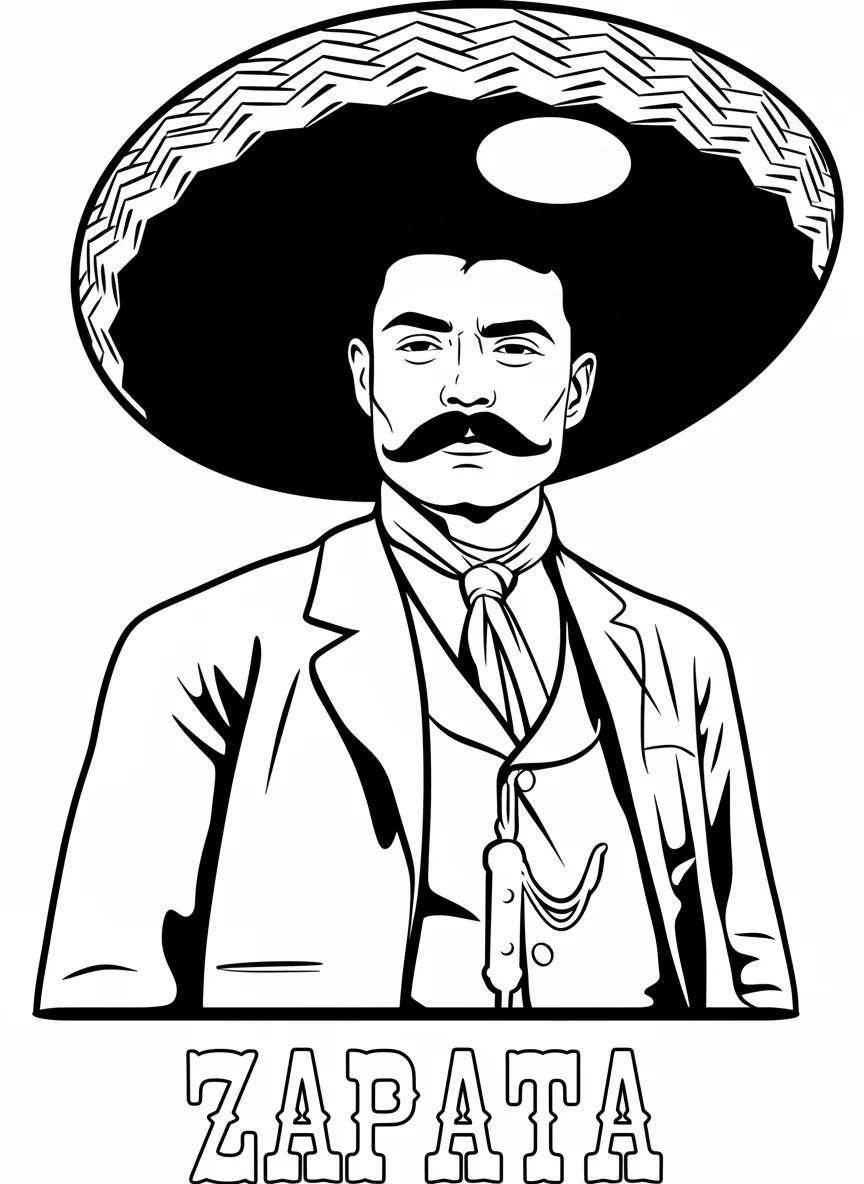 Emiliano Zapata para colorear para imprimir para niño de 12 años