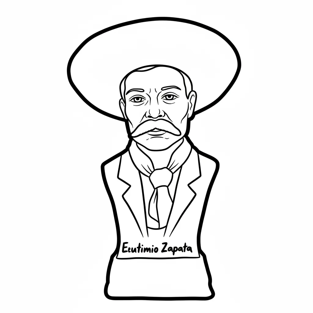 Emiliano Zapata para colorear para niño para imprimir gratis