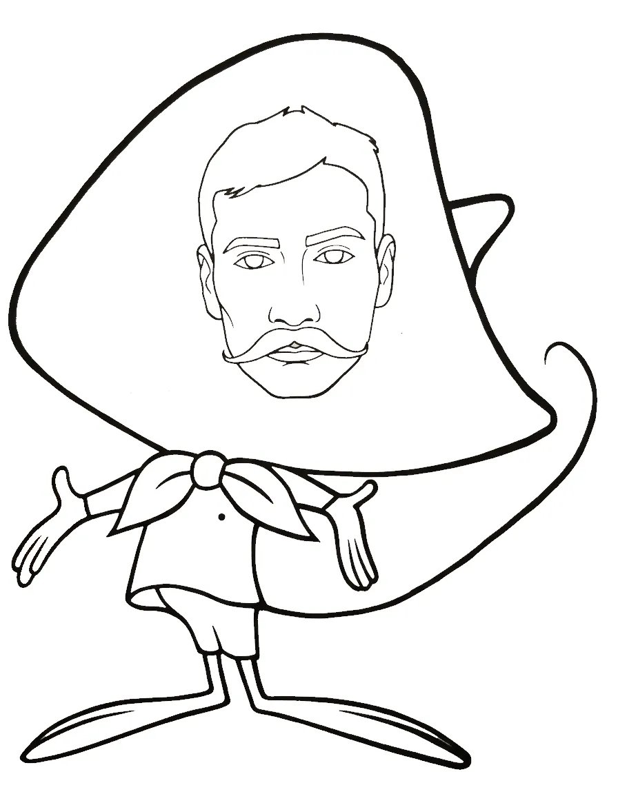 Emiliano Zapata para colorear para imprimir kawaii 1