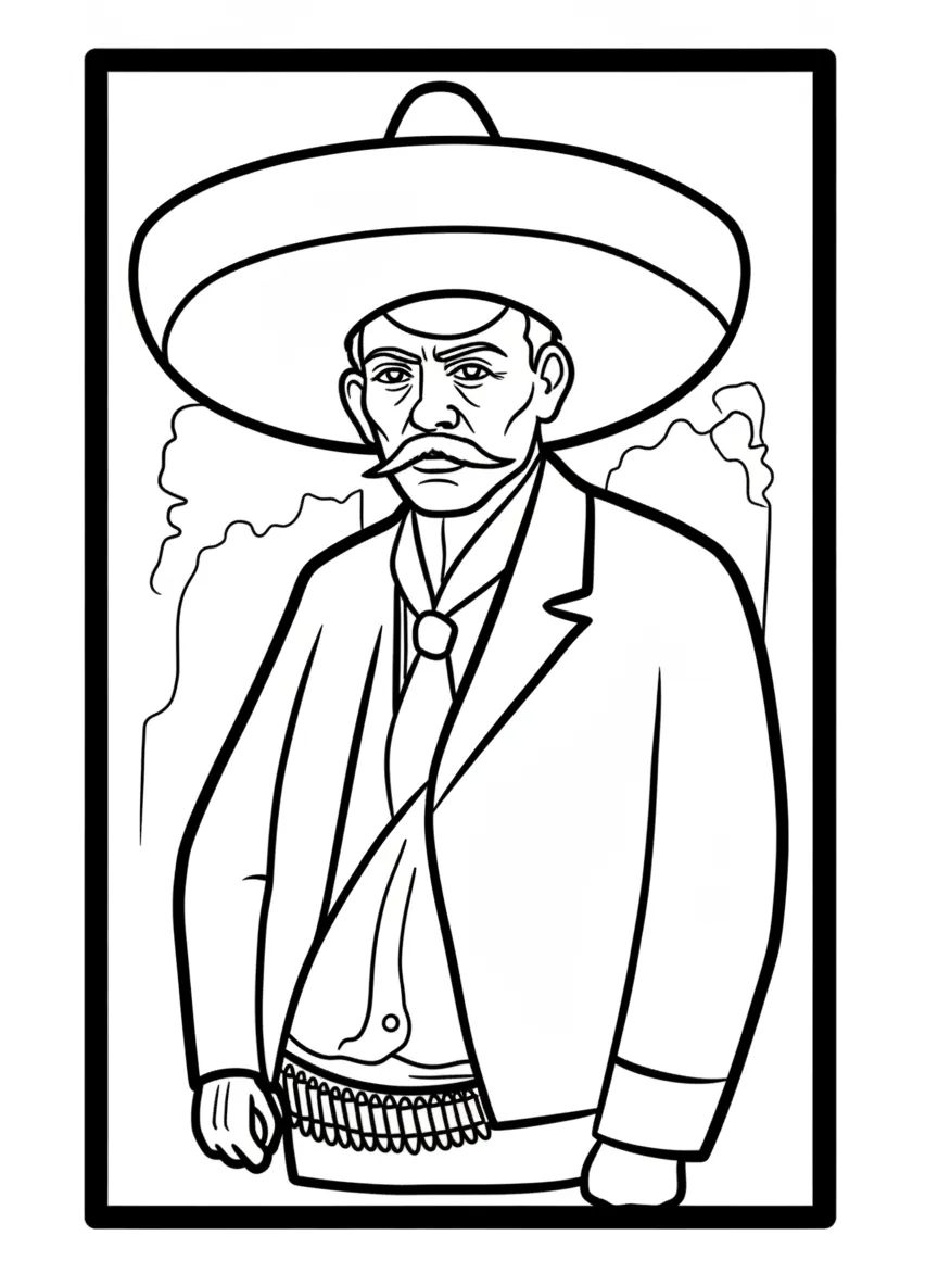 Emiliano Zapata para colorear para niño de 5 años