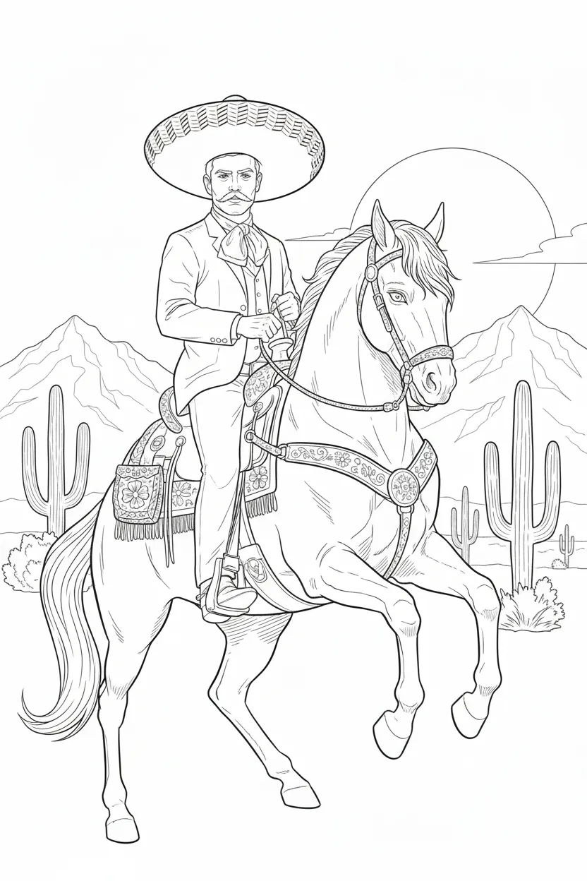 Emiliano Zapata para colorear para niños para imprimir gratis