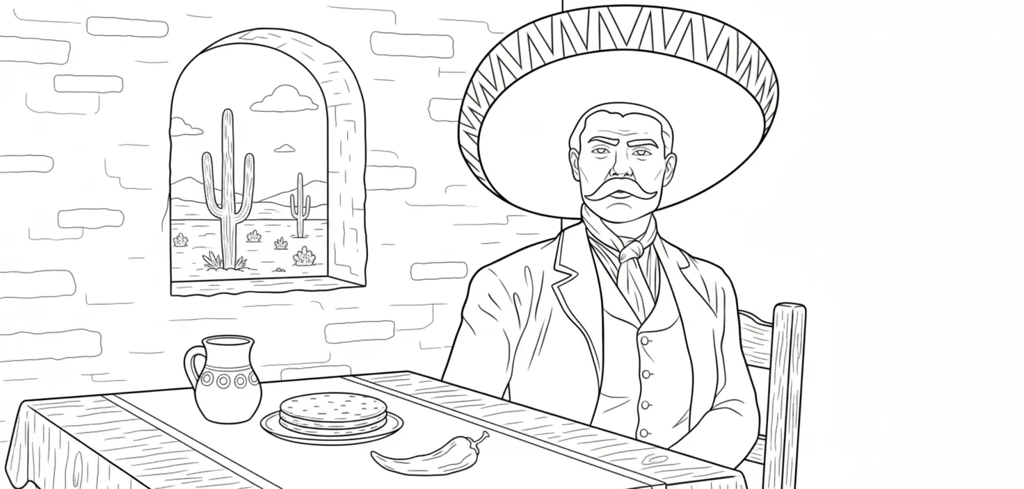 Emiliano Zapata para colorear para imprimir para niño de 7 años
