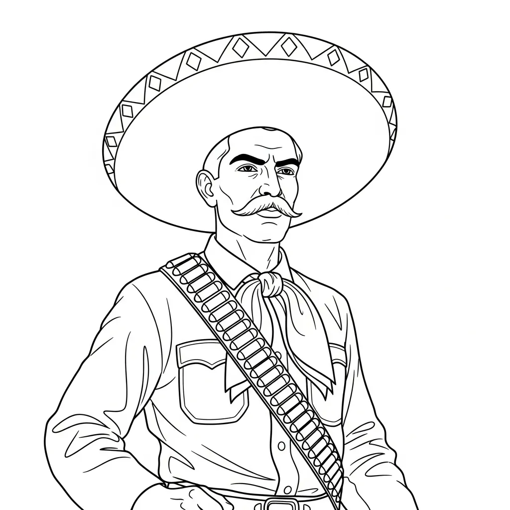 Emiliano Zapata para colorear para descargar