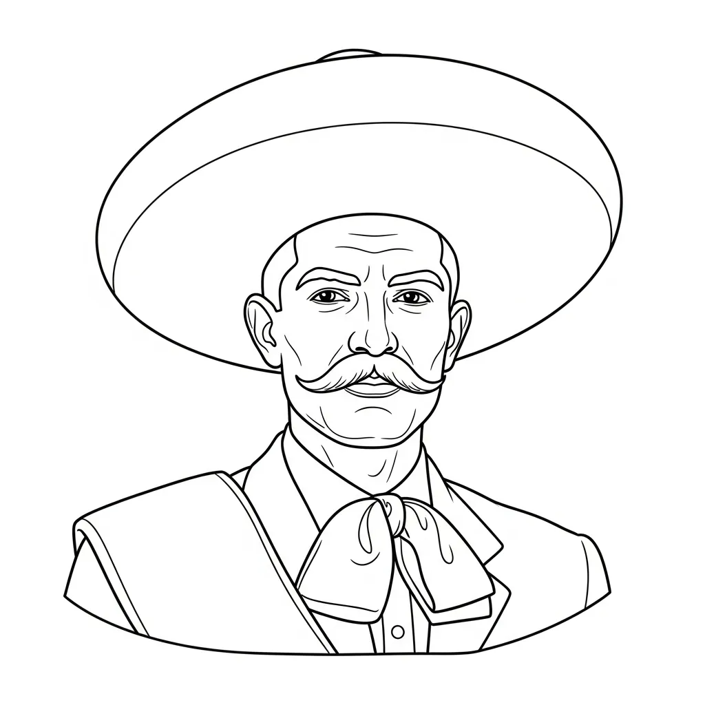 Emiliano Zapata para colorear para niño de 6 años