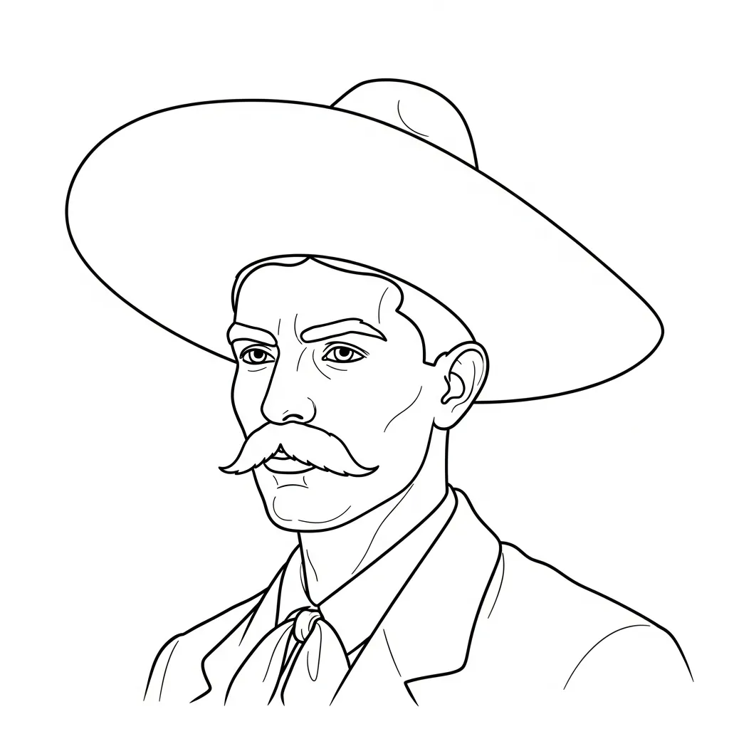 Emiliano Zapata para colorear para imprimir para niño de 8 años