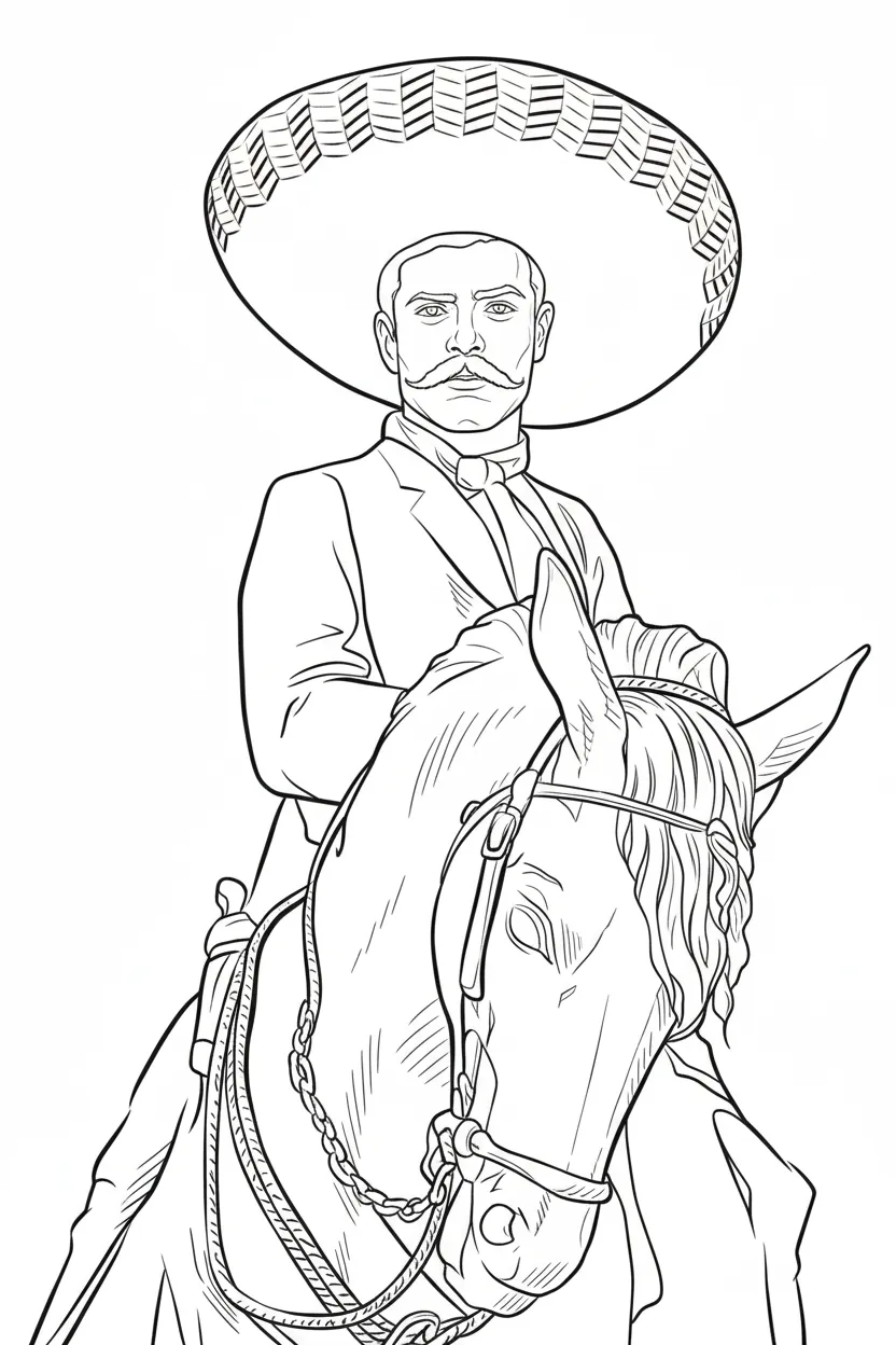 Emiliano Zapata para colorear para imprimir kawaii
