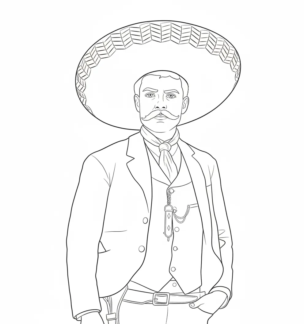 Emiliano Zapata para colorear gratis
