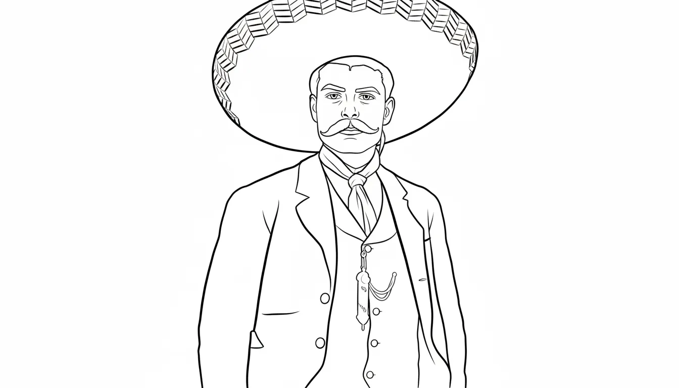 Emiliano Zapata para colorear para niño para imprimir