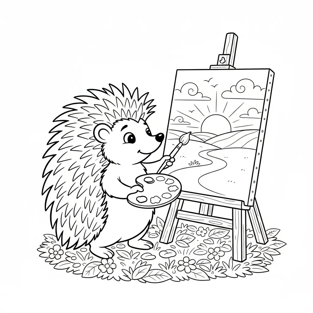 Erizos para colorear para niño para imprimir