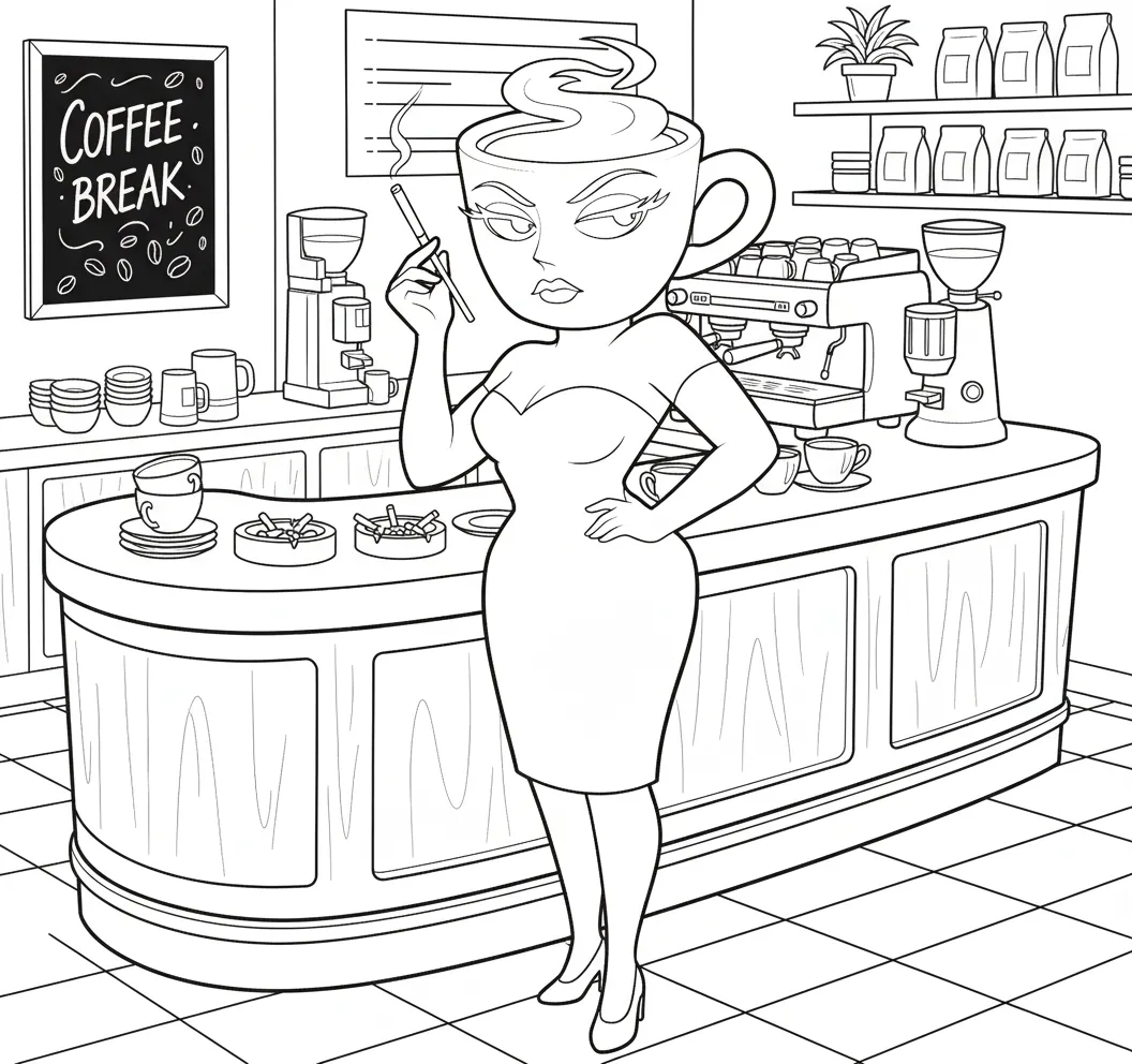 Espressora Signora para colorear para niño de 5 años