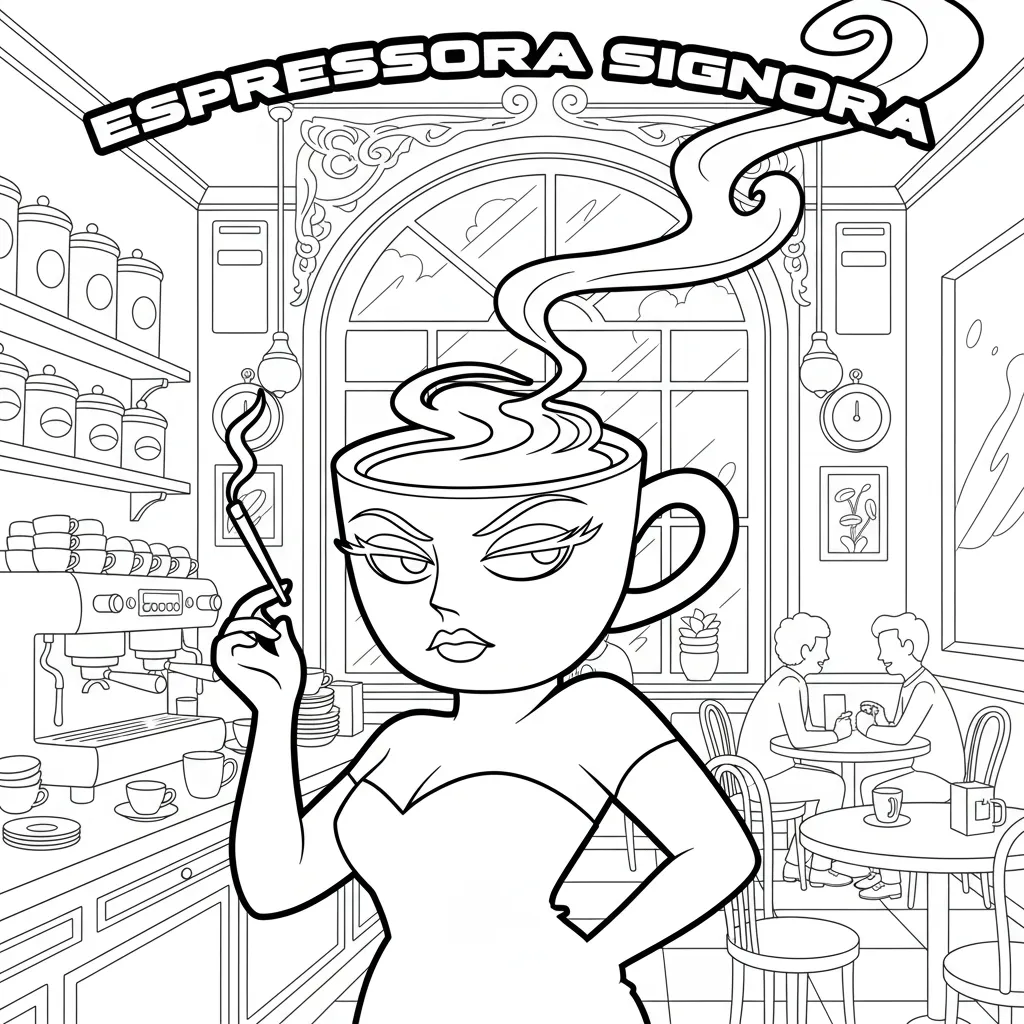 Espressora Signora para colorear para imprimir para niño de 9 años