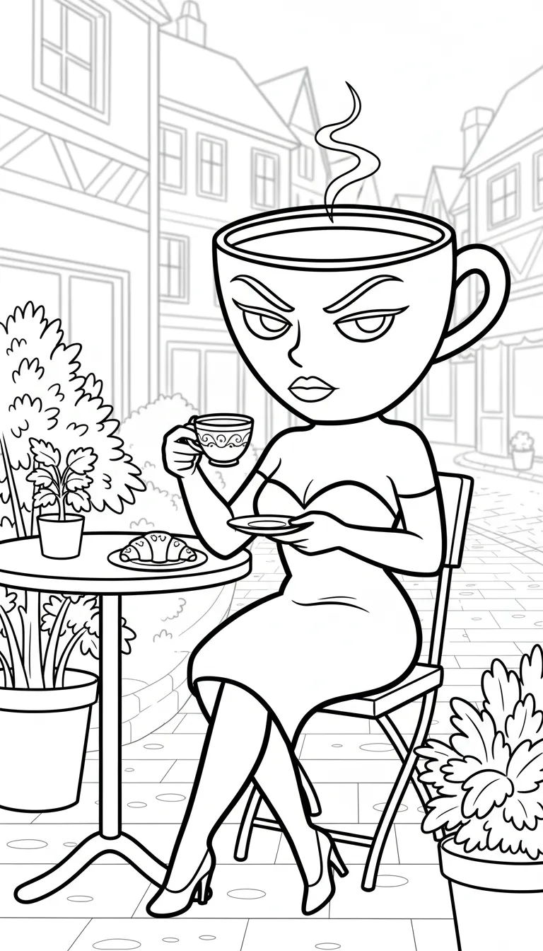 Espressora Signora para colorear para bebé para imprimir 1